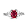 Thumbnail Image 3 of Oval-Cut Lab-Created Ruby & White Lab-Created Sapphire Ring Sterling Silver