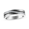 Thumbnail Image 1 of Men's Diamond Curved Wedding Band 1/6 ct tw 10K White Gold