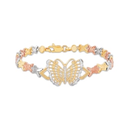 Butterfly Bracelet 10K Tri-Tone Gold 7.5"