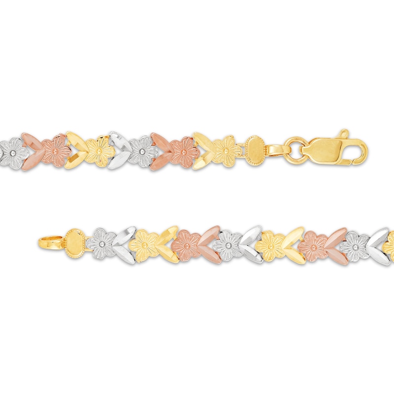 Main Image 3 of Butterfly Bracelet 10K Tri-Tone Gold 7.5"