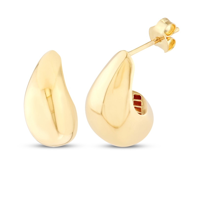 Main Image 1 of Tapered Dome Teardrop Earrings 14K Yellow Gold