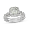 Thumbnail Image 1 of Neil Lane Cushion-Cut Green Quartz & Diamond Halo Bridal Set 5/8 ct tw 14K White Gold