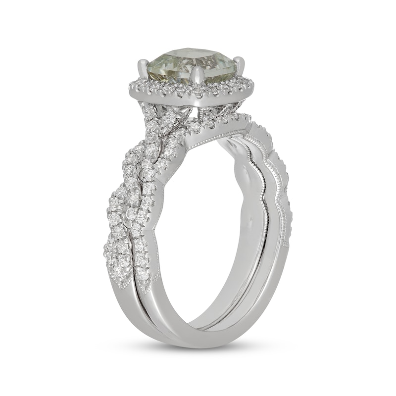 Main Image 2 of Neil Lane Cushion-Cut Green Quartz & Diamond Halo Bridal Set 5/8 ct tw 14K White Gold