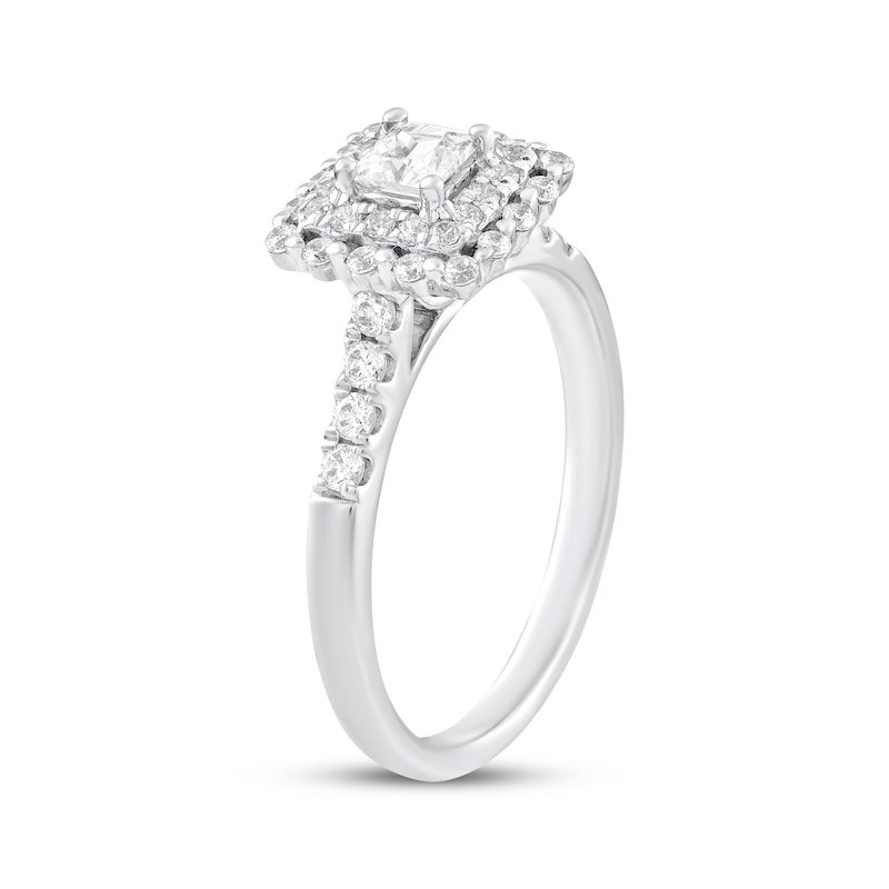 Main Image 2 of Adore Princess-Cut Diamond Double Halo Engagement Ring 5/8 ct tw 14K White Gold