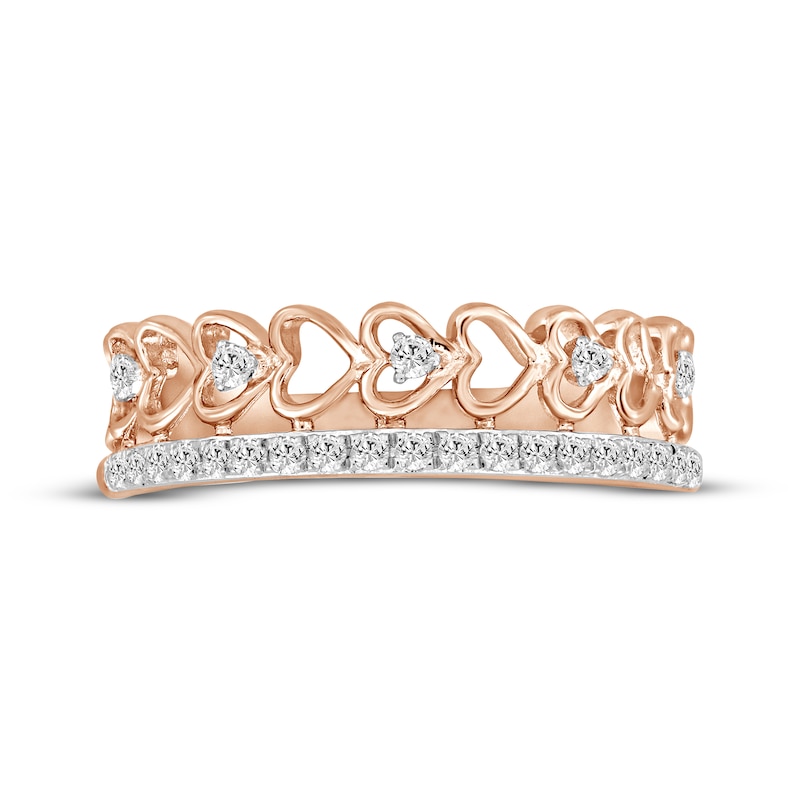Main Image 3 of Diamond Faux Stack Hearts Ring 1/5 ct tw 10K Rose Gold
