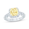 Thumbnail Image 1 of Monique Lhuillier Bliss Princess-Cut Yellow & White Lab-Grown Diamond Engagement Ring 2-1/2 ct tw 18K White Gold