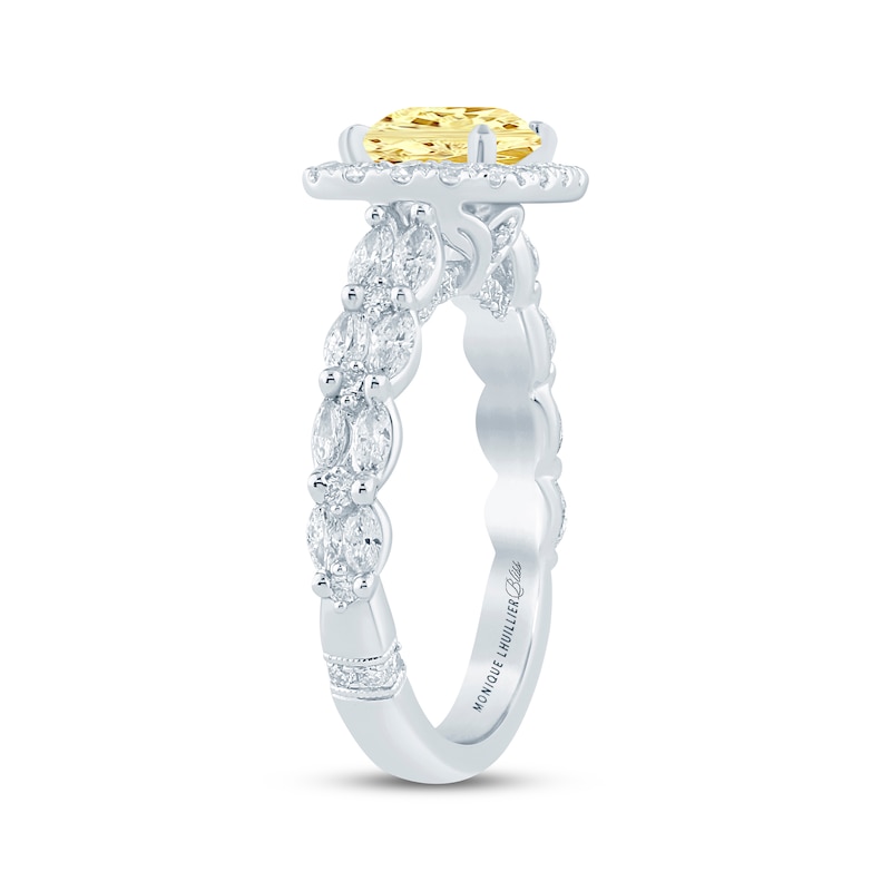 Main Image 2 of Monique Lhuillier Bliss Princess-Cut Yellow & White Lab-Grown Diamond Engagement Ring 2-1/2 ct tw 18K White Gold
