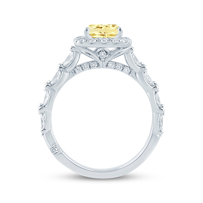 Main Image 3 of Monique Lhuillier Bliss Princess-Cut Yellow & White Lab-Grown Diamond Engagement Ring 2-1/2 ct tw 18K White Gold