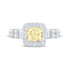 Thumbnail Image 4 of Monique Lhuillier Bliss Princess-Cut Yellow & White Lab-Grown Diamond Engagement Ring 2-1/2 ct tw 18K White Gold