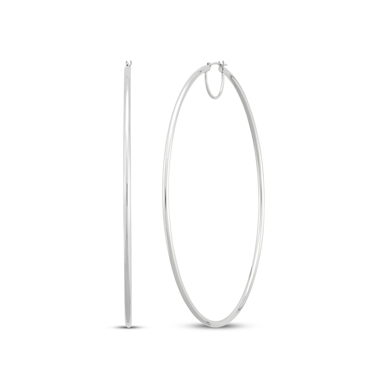 Main Image 1 of Hollow Hoop Earrings 10K White Gold 80mm