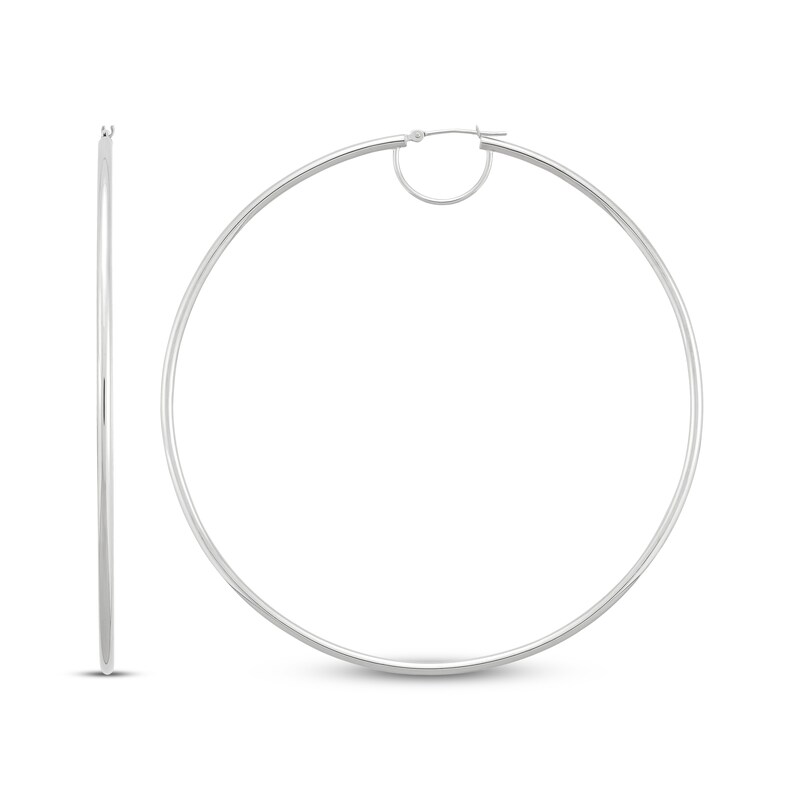 Main Image 3 of Hollow Hoop Earrings 10K White Gold 80mm