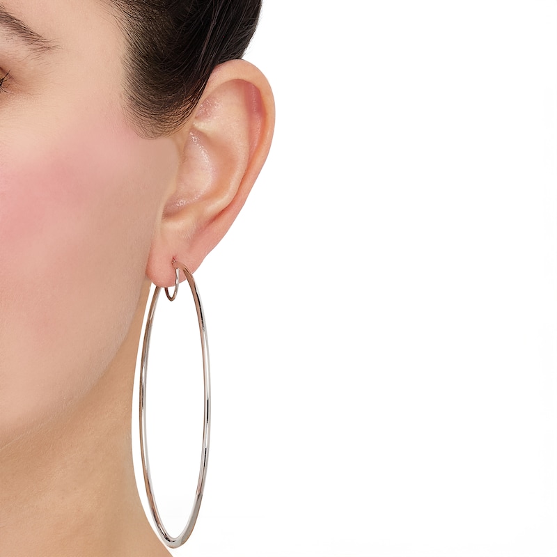 Main Image 4 of Hollow Hoop Earrings 10K White Gold 80mm