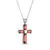 Thumbnail Image 2 of Baguette-Garnet Cross Necklace Sterling Silver 18"