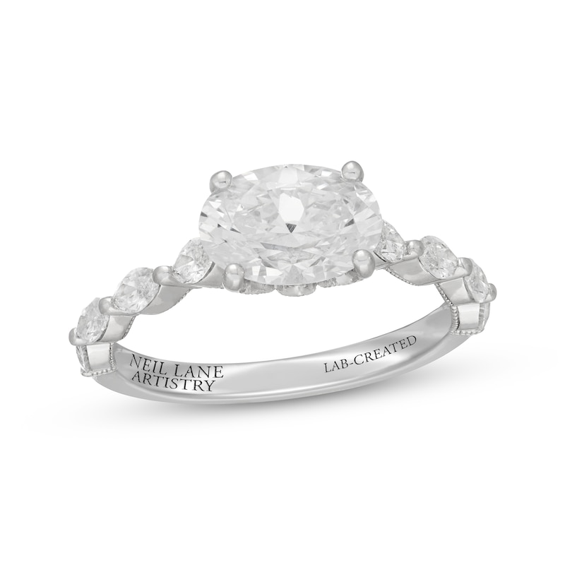 Main Image 1 of Neil Lane Artistry East West Oval-Cut Lab-Grown Diamond Engagement Ring 2-1/5 ct tw 14K White Gold