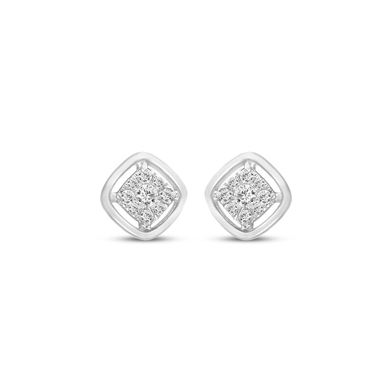 Main Image 2 of Multi-Diamond Cushion Stud Earrings 1/8 ct tw 10K White Gold