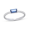 Thumbnail Image 1 of Baguette-Cut Blue Lab-Created Sapphire & White Lab-Created Sapphire Ring Sterling Silver