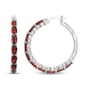Thumbnail Image 3 of Oval-Cut Garnet Hoop Earrings Sterling Silver
