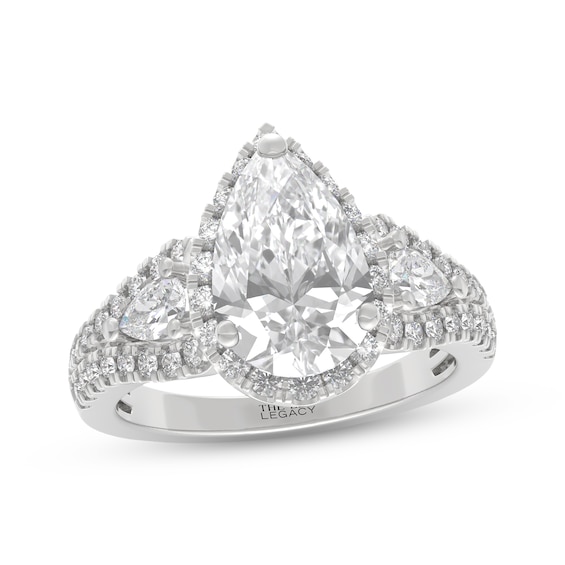 THE LEO Legacy Lab-Grown Diamond Pear-Shaped Halo Engagement Ring 2-1/2 ct tw 14K White Gold