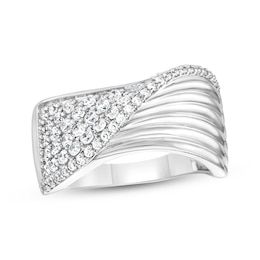 Diamond Wave Ring 3/4 ct tw 10K White Gold