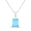 Thumbnail Image 1 of Emerald-Cut Swiss Blue Topaz Solitaire Necklace Sterling Silver 18"