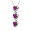 Thumbnail Image 2 of Heart-Shaped Pink Lab-Created Sapphire & White Lab-Created Sapphire Drop Necklace Sterling Silver 18"