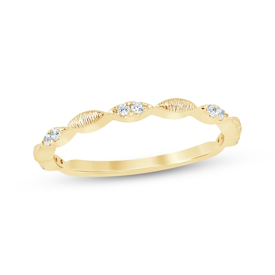 Diamond Textured Anniversary Ring 1/10 ct tw 10K Yellow Gold