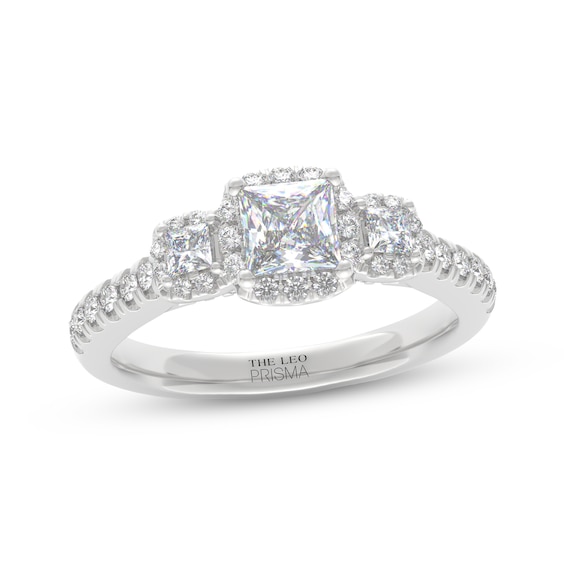THE LEO Prisma Diamond Princess-Cut Three-Stone Engagement Ring 1 ct tw 14K White Gold