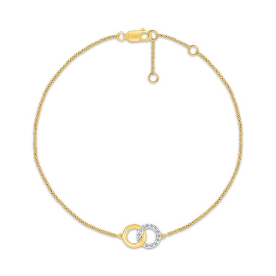 Diamond Interlocking Circles Bracelet 1/15 ct tw 10K Yellow Gold 7.5"