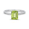 Thumbnail Image 3 of Emerald-Cut Peridot & White Lab-Created Sapphire Hidden Halo Ring Sterling Silver