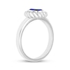 Thumbnail Image 2 of Oval-Cut Blue Lab-Created Sapphire Solitaire Twist Frame Ring Sterling Silver