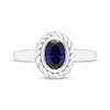 Thumbnail Image 3 of Oval-Cut Blue Lab-Created Sapphire Solitaire Twist Frame Ring Sterling Silver