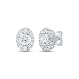 KAY Lab-Grown Diamonds Men's Oval Halo Stud Earrings 1-1/2 ct tw 10K White Gold