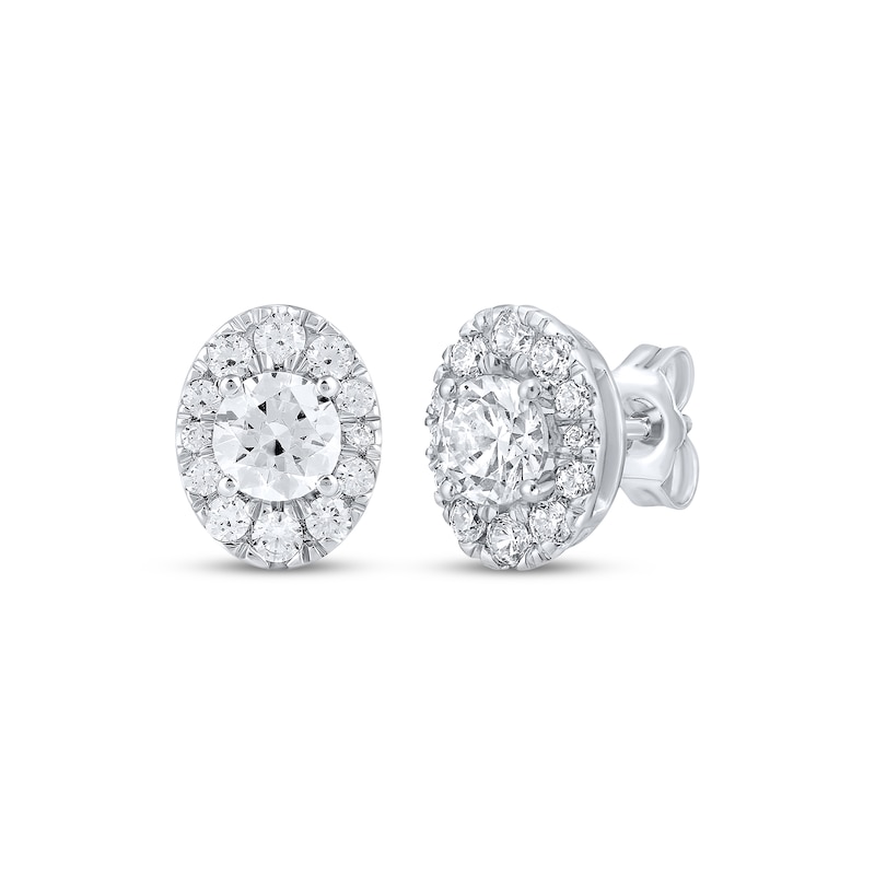 Main Image 1 of KAY Lab-Grown Diamonds Men's Oval Halo Stud Earrings 1-1/2 ct tw 10K White Gold