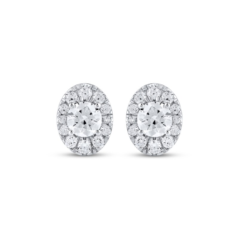 Main Image 2 of KAY Lab-Grown Diamonds Men's Oval Halo Stud Earrings 1-1/2 ct tw 10K White Gold