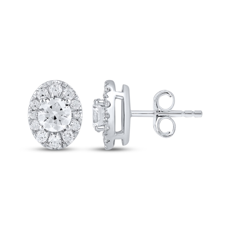 Main Image 3 of KAY Lab-Grown Diamonds Men's Oval Halo Stud Earrings 1-1/2 ct tw 10K White Gold