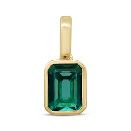 Emerald-Cut Lab-Created Emerald Bezel-Set Charm 10K Yellow Gold