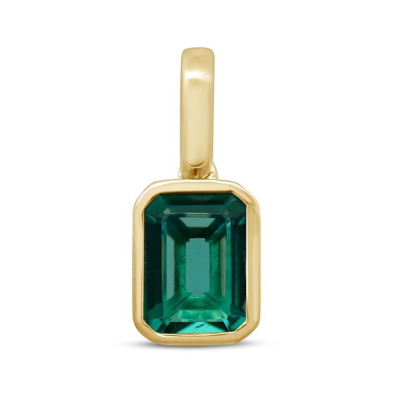 Main Image 1 of Emerald-Cut Lab-Created Emerald Bezel-Set Charm 10K Yellow Gold