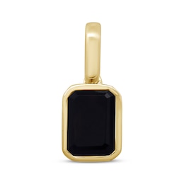 Emerald-Cut Black Onyx Bezel-Set Charm 10K Yellow Gold