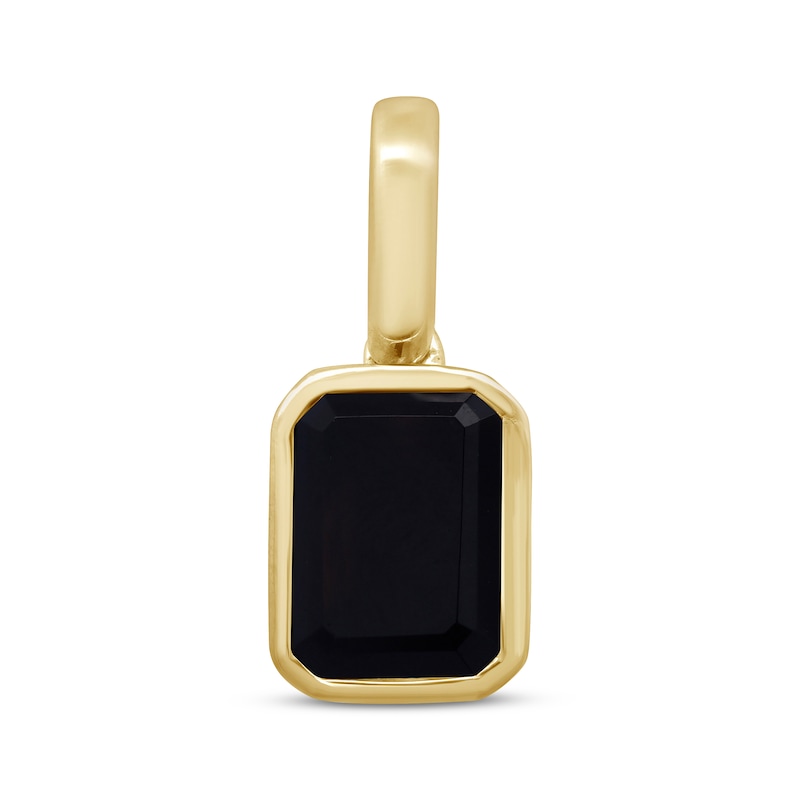 Main Image 1 of Emerald-Cut Black Onyx Bezel-Set Charm 10K Yellow Gold