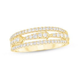 Diamond Three-Row Ring 3/8 ct tw 10K Yellow Gold