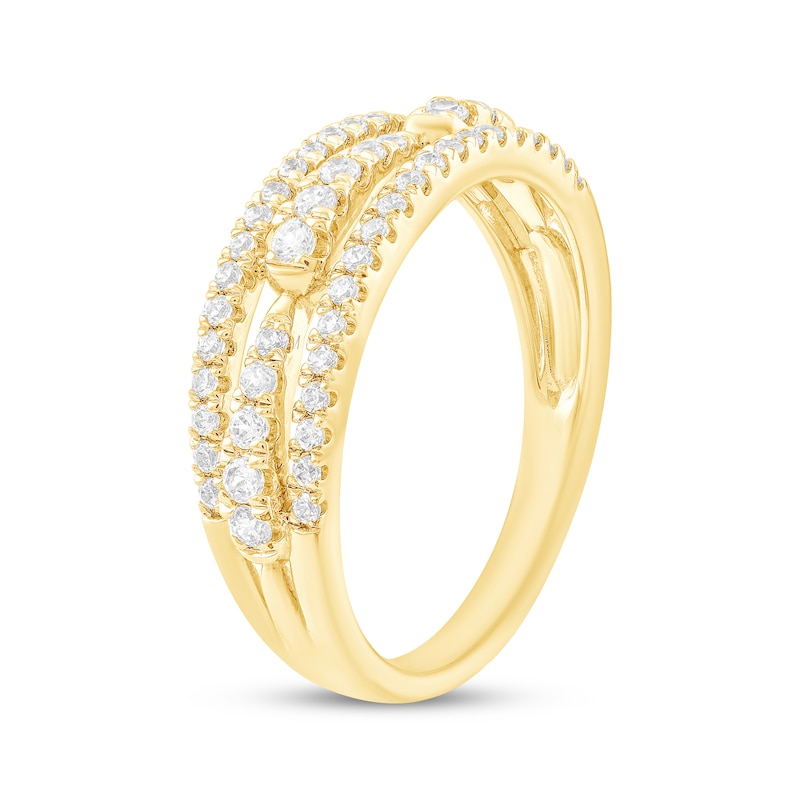 Main Image 2 of Diamond Three-Row Ring 3/8 ct tw 10K Yellow Gold