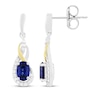 Thumbnail Image 3 of Oval-Cut Blue Lab-Created Sapphire & White Lab-Created Sapphire Drop Earrings Sterling Silver & 10K Yellow Gold