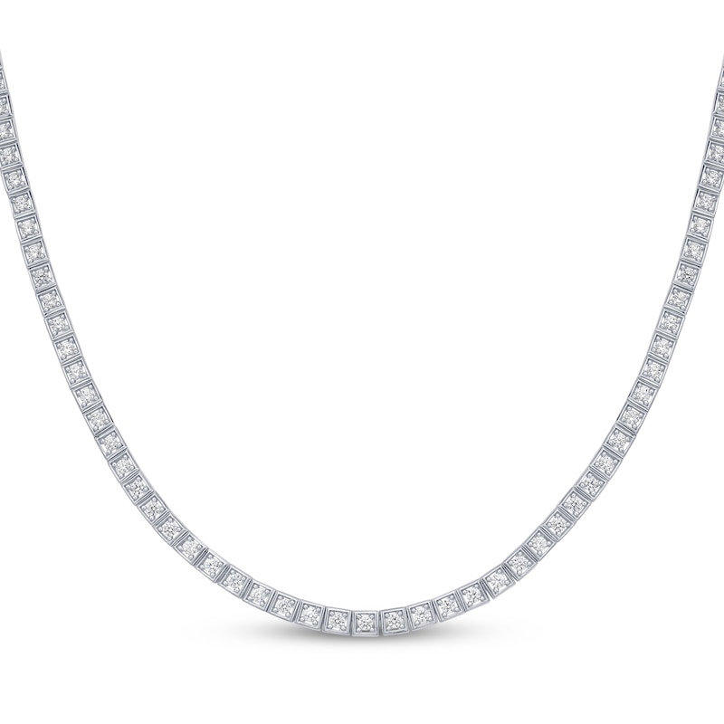 Main Image 1 of KAY Lab-Grown Diamonds Men's Square Link Tennis Necklace 5 ct tw Sterling Silver 20"
