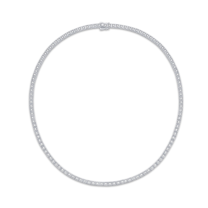 Main Image 2 of KAY Lab-Grown Diamonds Men's Square Link Tennis Necklace 5 ct tw Sterling Silver 20"