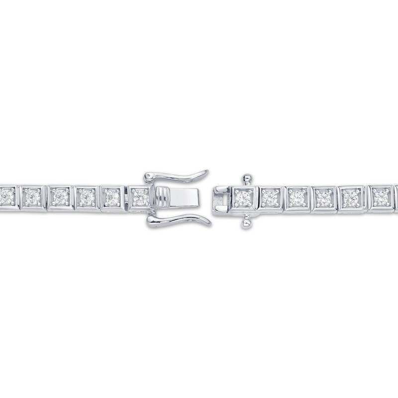 Main Image 3 of KAY Lab-Grown Diamonds Men's Square Link Tennis Necklace 5 ct tw Sterling Silver 20"