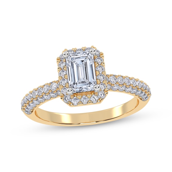 Lab-Grown Diamonds Emerald-Cut Engagement Ring 1 ct tw 14K Yellow Gold