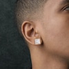 Thumbnail Image 4 of KAY Lab-Grown Diamonds Men's Multi-Stone Square Frame Stud Earrings 2 ct tw 10K Yellow Gold