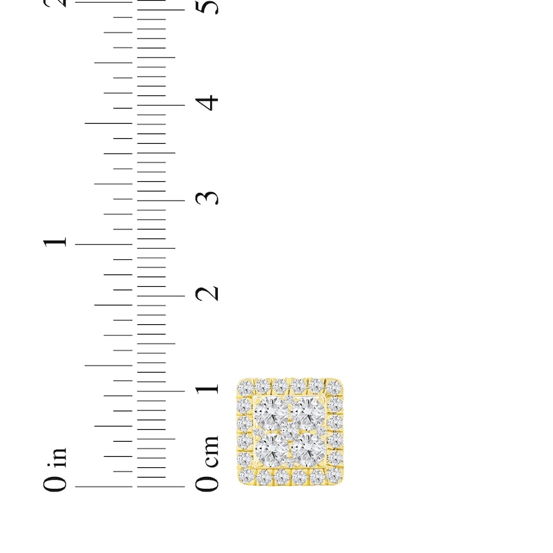 Main Image 5 of KAY Lab-Grown Diamonds Men's Multi-Stone Square Frame Stud Earrings 2 ct tw 10K Yellow Gold