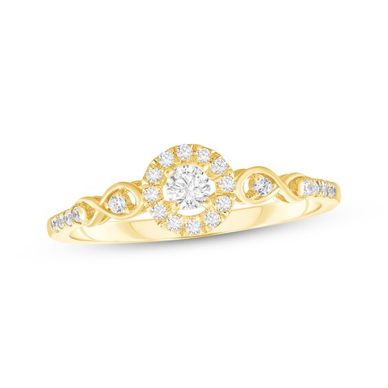 Adore Round-Cut Diamond Halo Infinity Symbol Engagement Ring 1/5 ct tw 10K Yellow Gold
