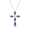 Thumbnail Image 1 of Marquise-Cut Blue Lab-Created Sapphire & White Lab-Created Sapphire Cross Necklace Sterling Silver 18"